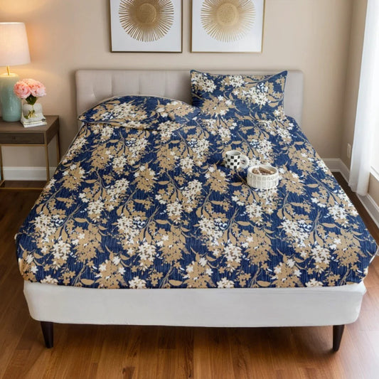BLUE LEAVES- Fitted Bedsheet Set