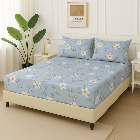 SKY FLOWER- Fitted Bedsheet Set
