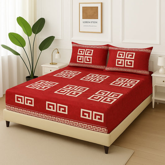 MAROON GUCCI- Fitted Bedsheet Set