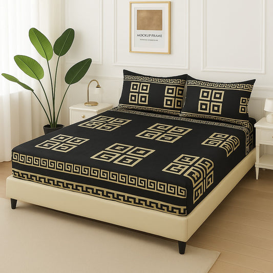 BLACK GUCCI- Fitted Bedsheet Set