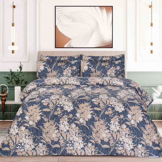 BLUE LEAVES- Bedsheet With 4 Pillow Covers