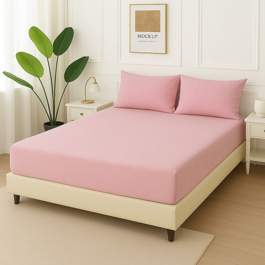 PINK PLAIN- Fitted Bedsheet Set