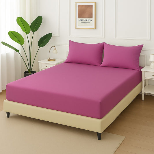 PURPLE PLAIN- Fitted Bedsheet Set