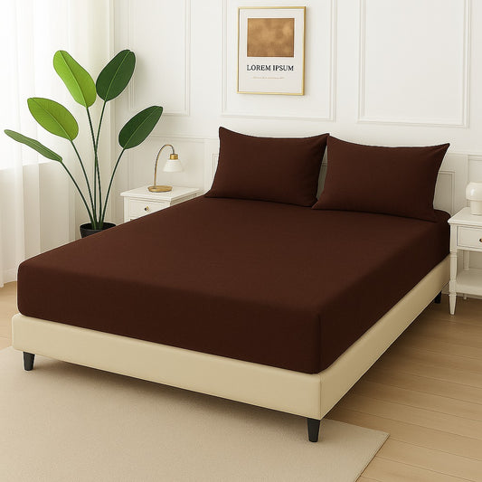 BRIOWN PLAIN- Fitted Bedsheet Set