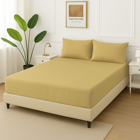 BEIGE PLAIN- Fitted Bedsheet Set