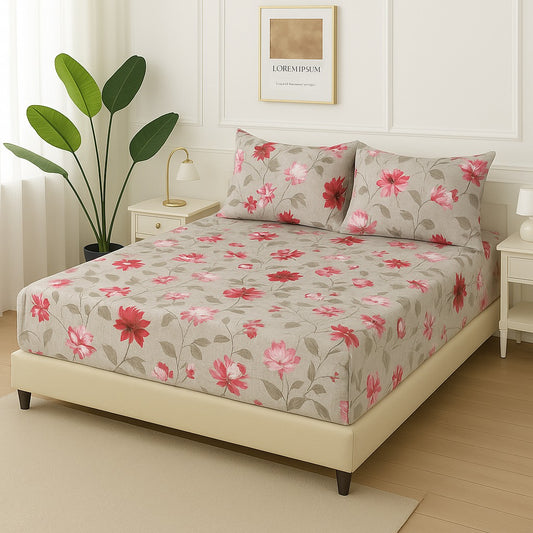 RED LEAVES - Fitted Bedsheet Set
