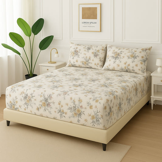 GOLD LEAVES - Fitted Bedsheet Set
