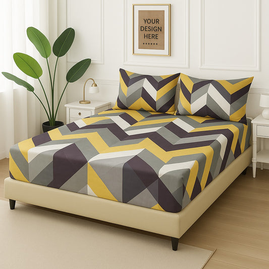 YELLOW TRIANGLE-Fitted Bedsheet Set