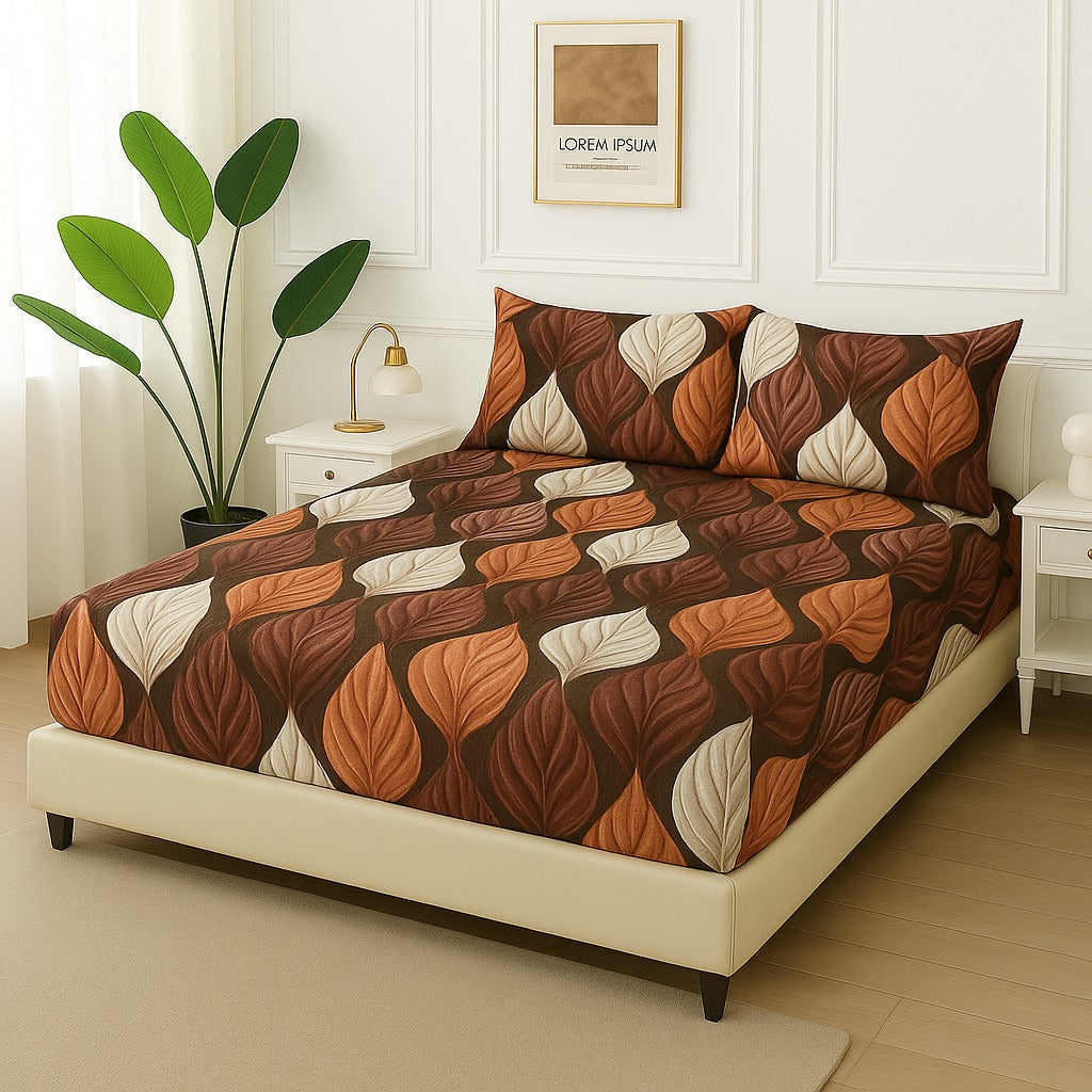 LEAVES SYMETRY -Fitted Bedsheet Set