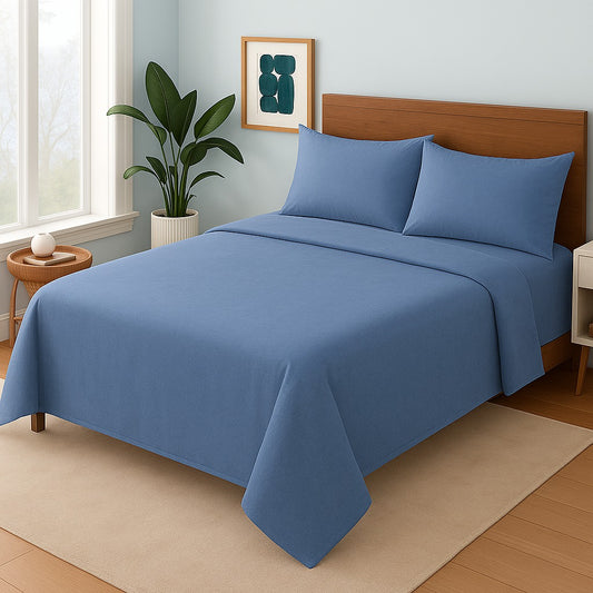 BLUE PURE COTTON- Bedsheet Set