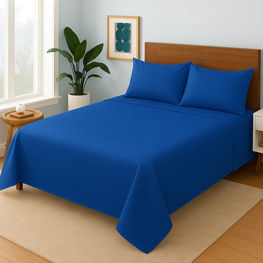 ROYAL BLUE PLAIN PURE COTTON- Bedsheet Set