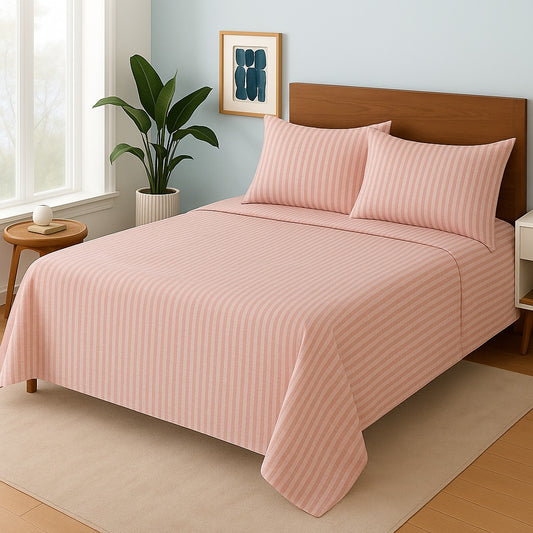 PINK STRIPE- Bedsheet Set