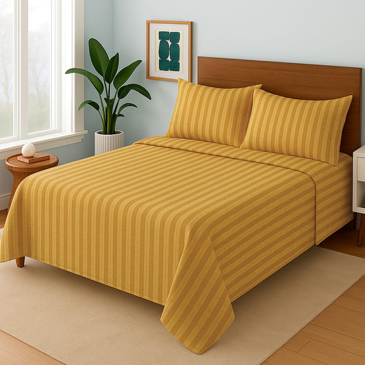 MUSTARD STRIPE- Bedsheet Set