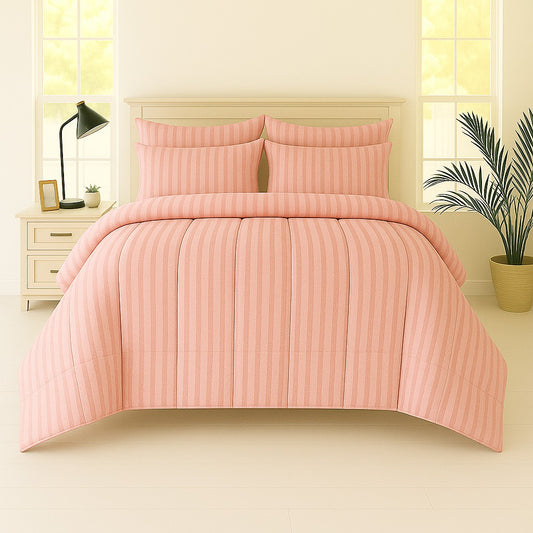 PINK STRIPE- Premium SUMMER 6pcs Comforter Set