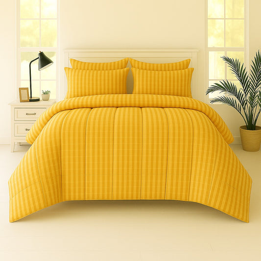 MUSTARD STRIPE- Premium SUMMER 6pcs Comforter Set