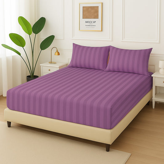 PURPLE STRIPE -Fitted Bedsheet Set