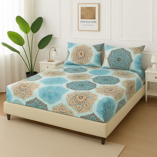PYRAMID OCEAN -Fitted Bedsheet Set