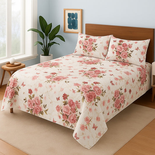PINK ROSE- Bedsheet Set