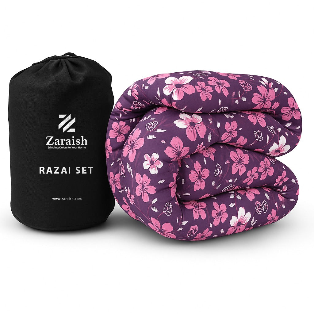 TULIP FLOWER -WINTER RAZAI Set (HEAVY FILLING)