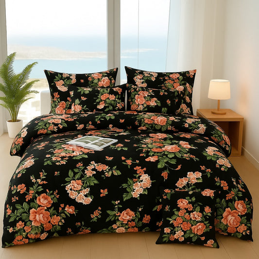 Black Tulips- 6pcs Quilt Cover Set (Without Filling)