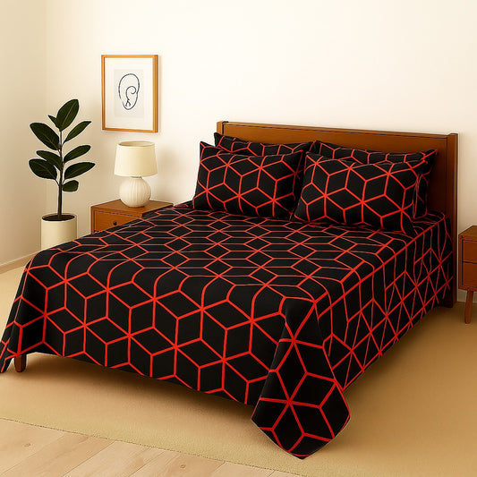 MARO CHECK- Bedsheet With 4 Pillow Covers