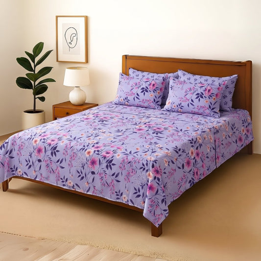 Amethyst Floral Canopy - Bedsheet With 4 Pillow Covers - Zaraish.com