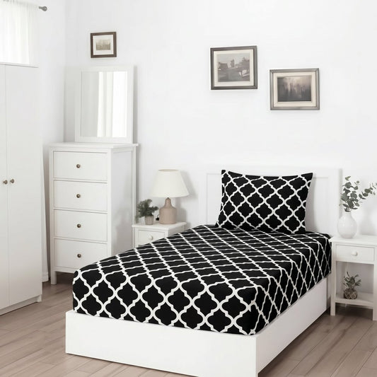 Black check - SINGLE Fitted Bedsheet Set - Zaraish.com