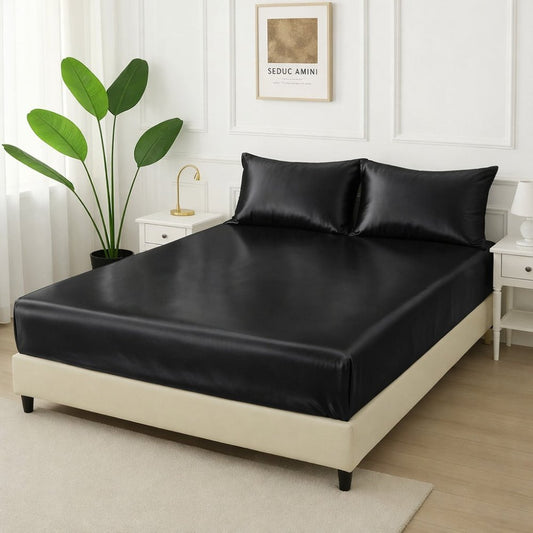 Black - Fitted Bedsheet Set - Zaraish.com