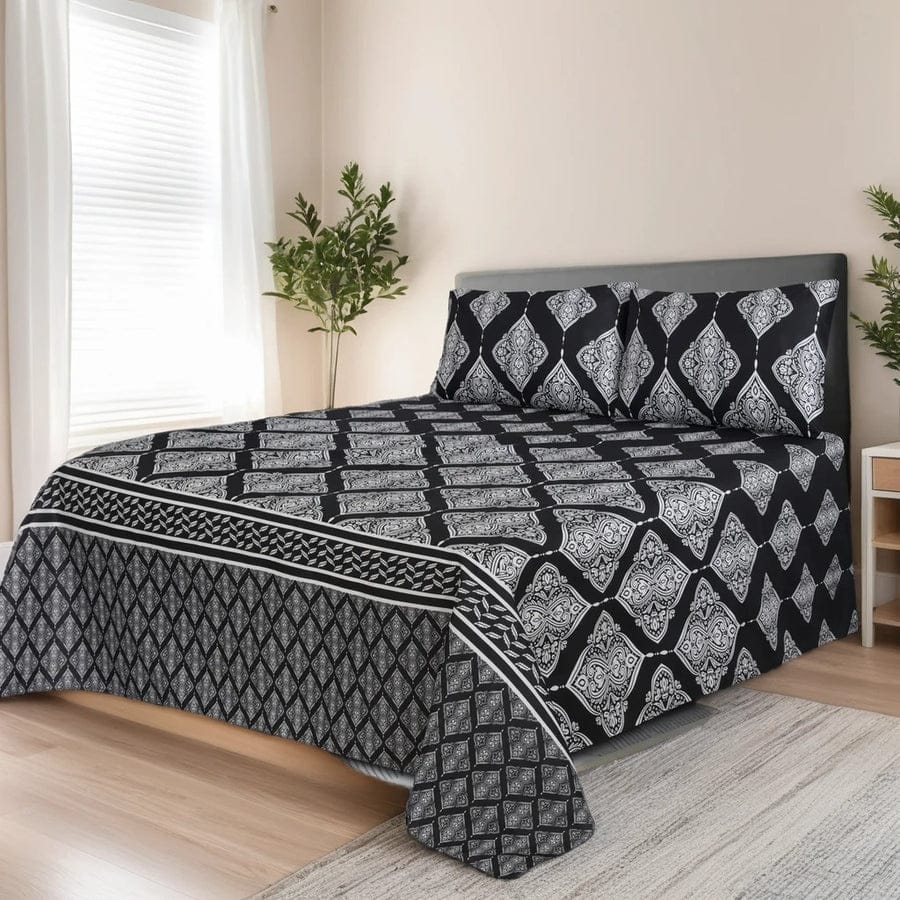 Black Leaves - Bedsheet Set - Zaraish.com