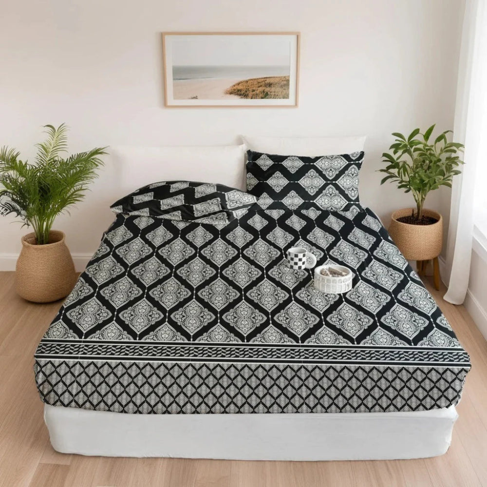 BLACK LEAVES - Fitted Bedsheet Set - Zaraish.com