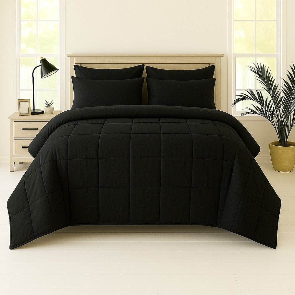 Black Plain - WINTER RAZAI Set (HEAVY FILLING) - Zaraish.com