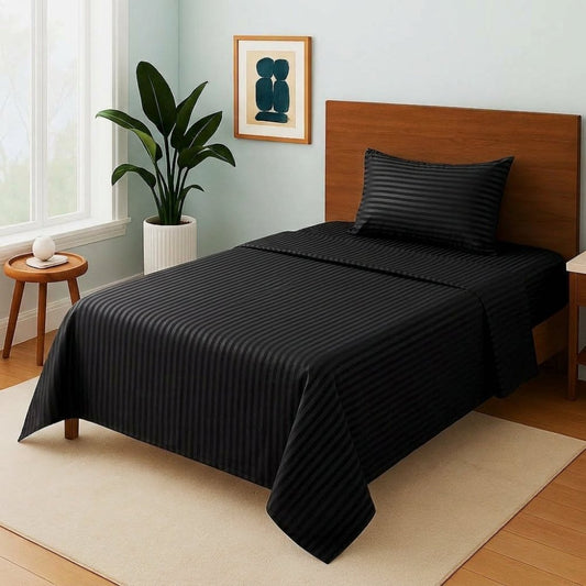 Black Stripe - Single Bedsheet Set - Zaraish.com