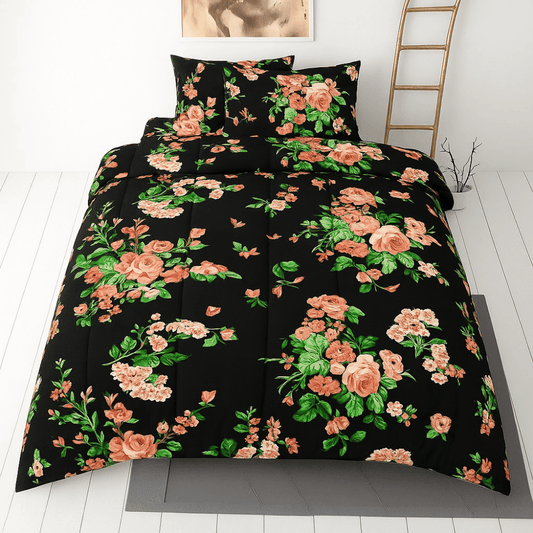 Black Tulip - 3pcs Single Quilt Cover Set (Without Filling) - Zaraish.com
