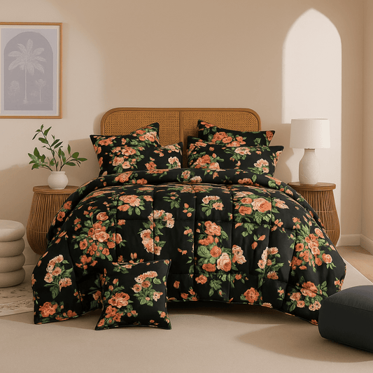 Black Tulip - 6pcs Premium Comforter Set - Zaraish.com