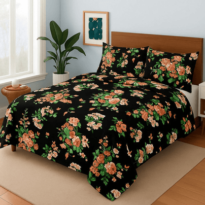 Black Tulip Black Bedspread - 6 Pcs - Zaraish.com