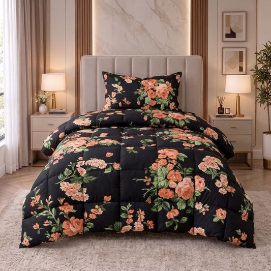 Black Tulip - Single Razai Set - Zaraish.com