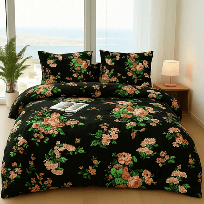 Black Tulips - 6pcs Quilt Cover Set (Without Filling) - Zaraish.com