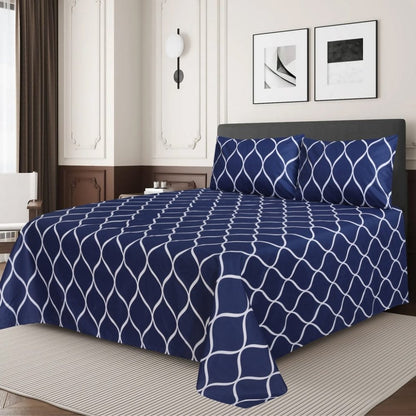 Blue Check - 6pcs Duvet Cover Set (Without Filling) - Zaraish.com