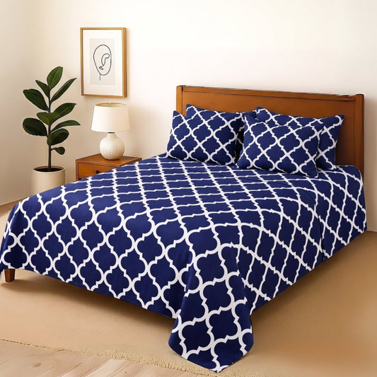 Blue Check - Bedsheet With 4 Pillow Covers - Zaraish.com