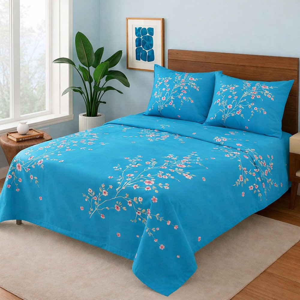 Blue Lilies - Bedsheet Set - Zaraish.com