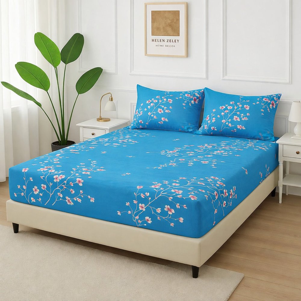 Blue Lilies - Fitted Bedsheet Set - Zaraish.com
