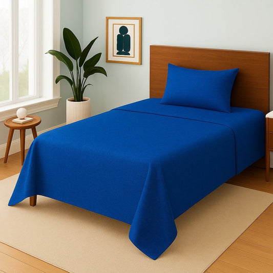 Blue Plain - Single Bedsheet Set - Zaraish.com