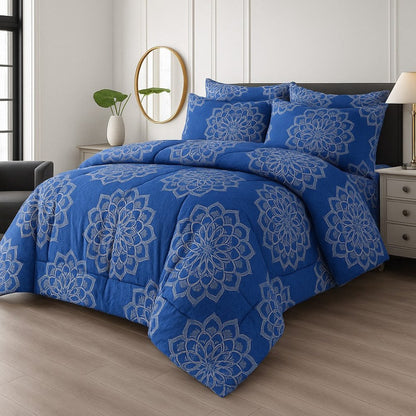 Blue Pyramid - 6pcs Quilt Cover Set (Without Filling) - Zaraish.com