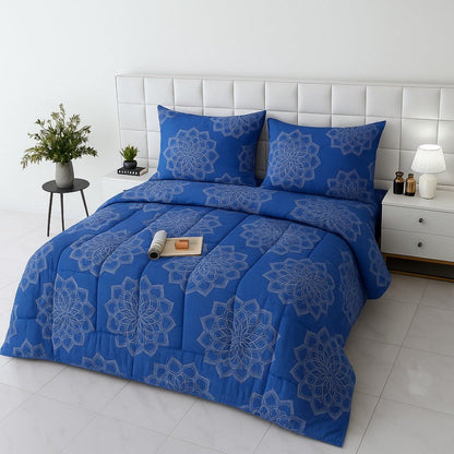 Blue Pyramid - 6pcs Quilt Cover Set (Without Filling) - Zaraish.com