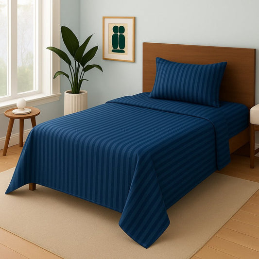 BLUE STRIPE- Single Bedsheet Set - Zaraish.com