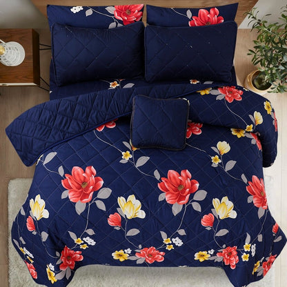 Blue Tehni - 7pcs PREMIUM Summer Comforter Set (Light Filling) - Zaraish.com
