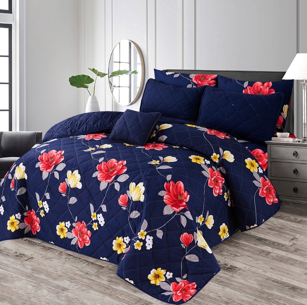 Blue Tehni - 7pcs PREMIUM Summer Comforter Set (Light Filling) - Zaraish.com