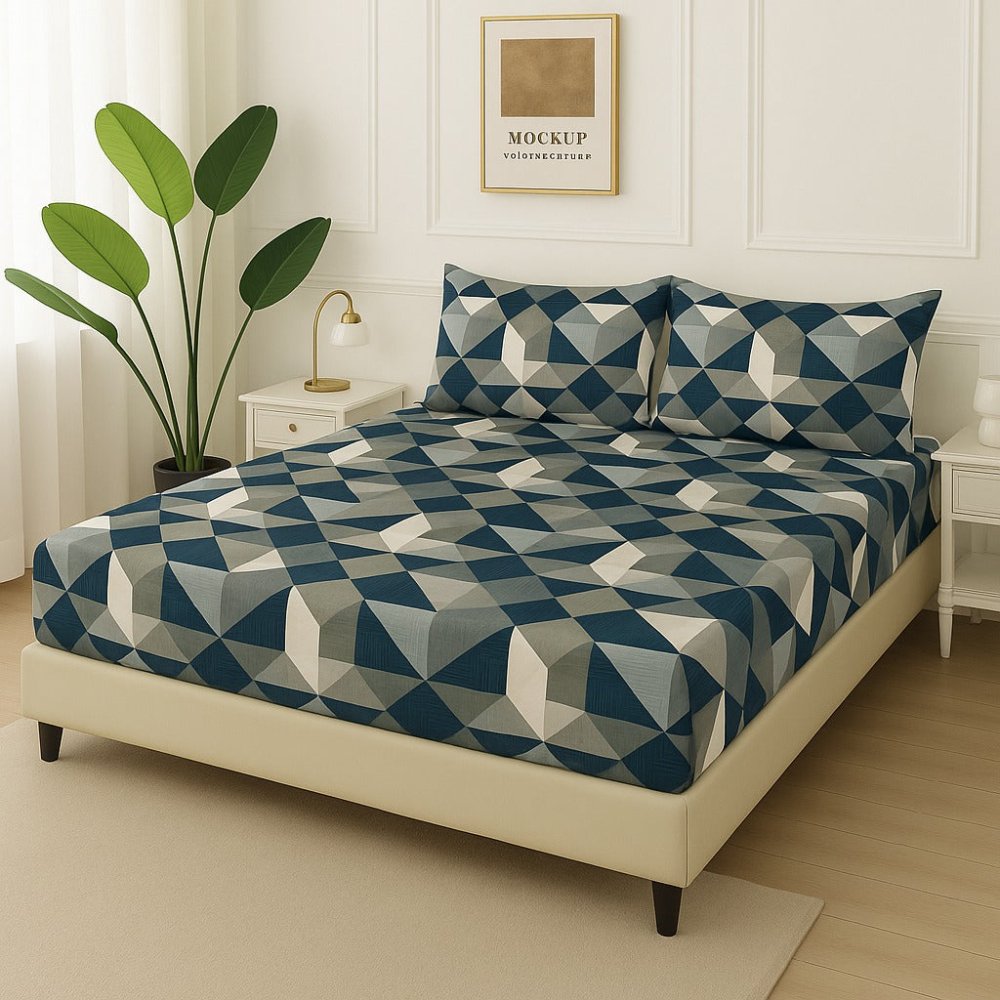 BLUE TRIANGLE - Fitted Bedsheet Set - Zaraish.com