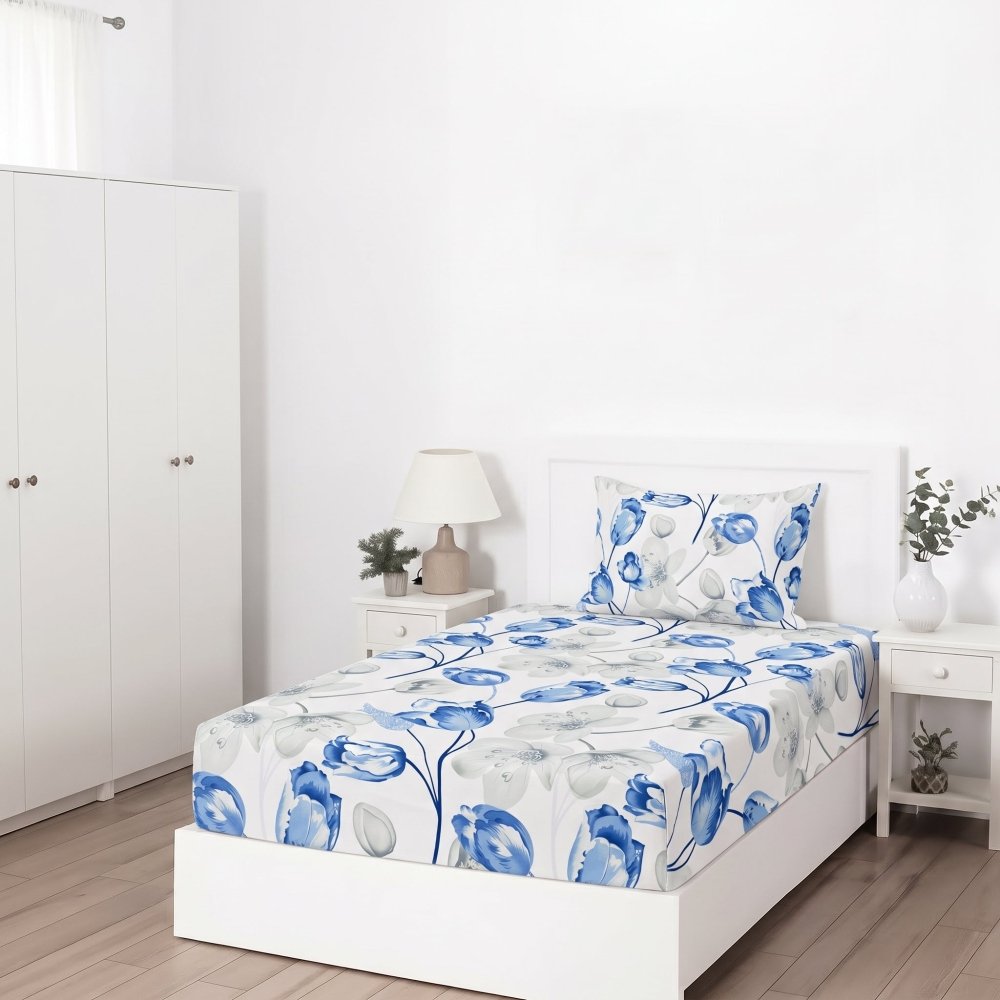Bluebell Cascade - SINGLE Fitted Bedsheet Set - Zaraish.com