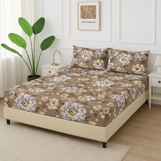 Brown Tulip - Fitted Bedsheet Set - Zaraish.com